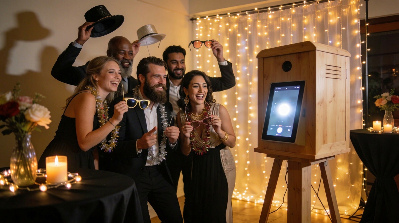 Ambiance photobooth — groupe d'amis lors d'une soirée au ComicHall Torcy (77)